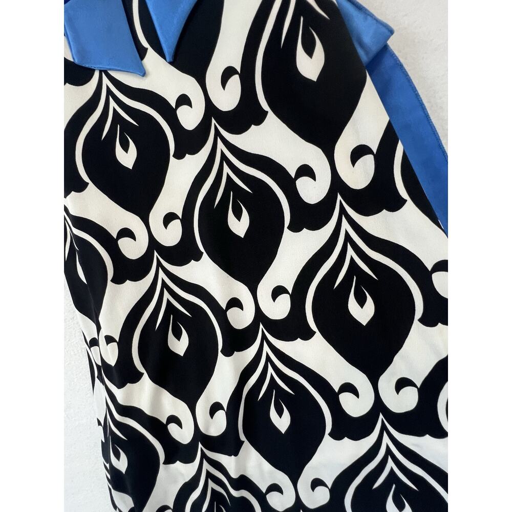 Y2K Taboo S Abstract Mini Dress Black Teal White Bow Detail‎ Retro Indie Party - Picture 5 of 15
